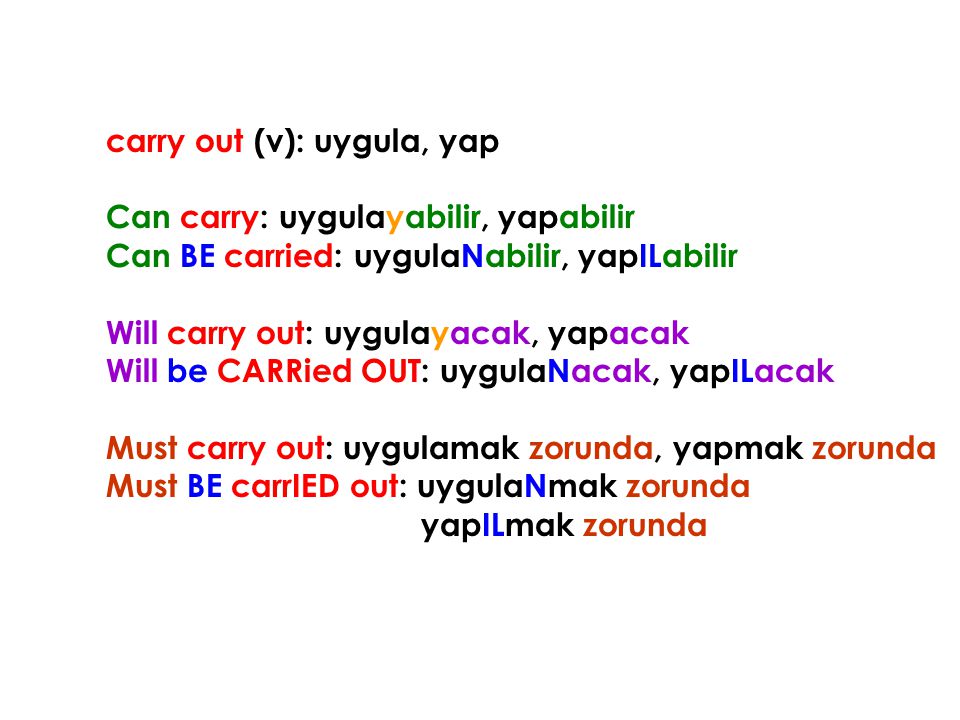 carry out (v): uygula, yap
