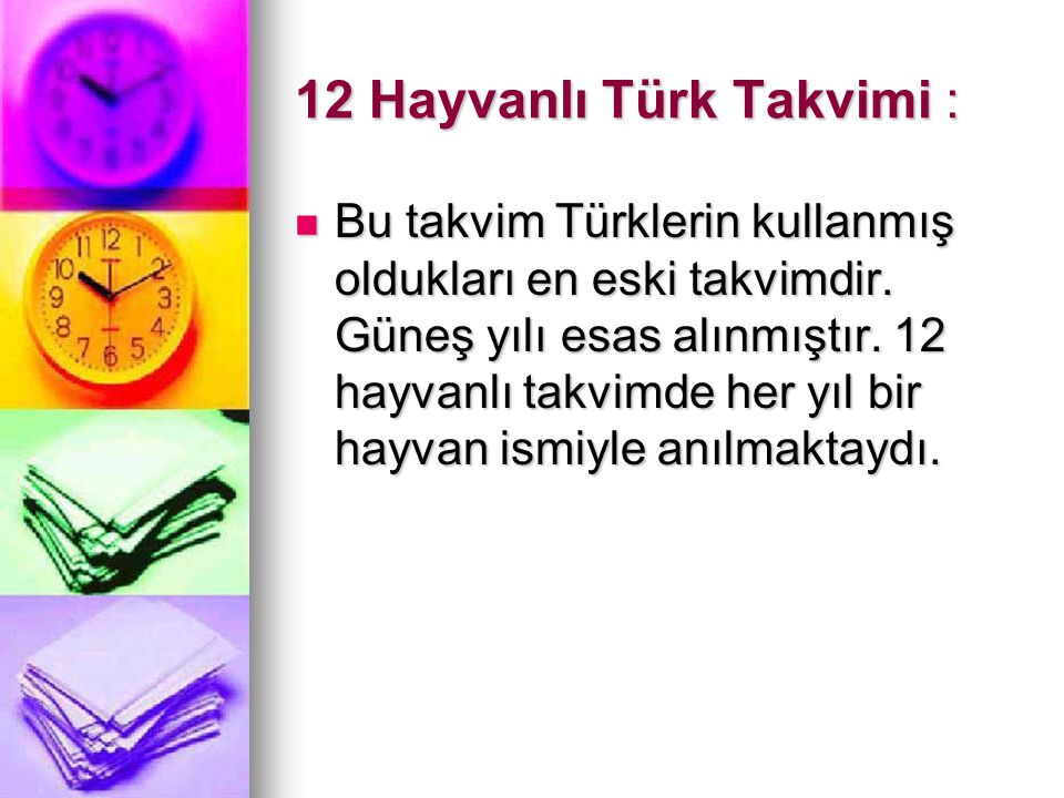 12 Hayvanlı Türk Takvimi :
