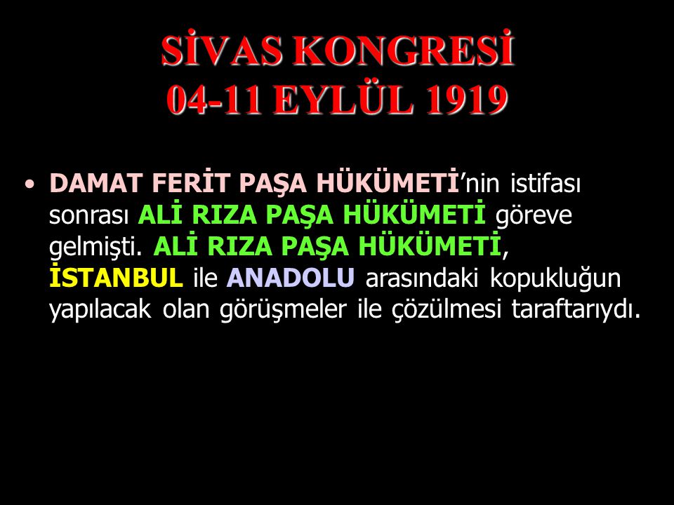 SİVAS KONGRESİ EYLÜL 1919