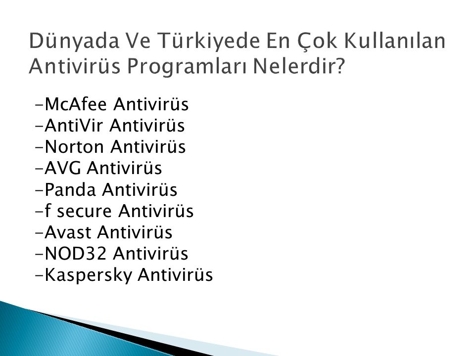 Dünyada Ve Türkiyede En Çok Kullanılan Antivirüs Programları Nelerdir