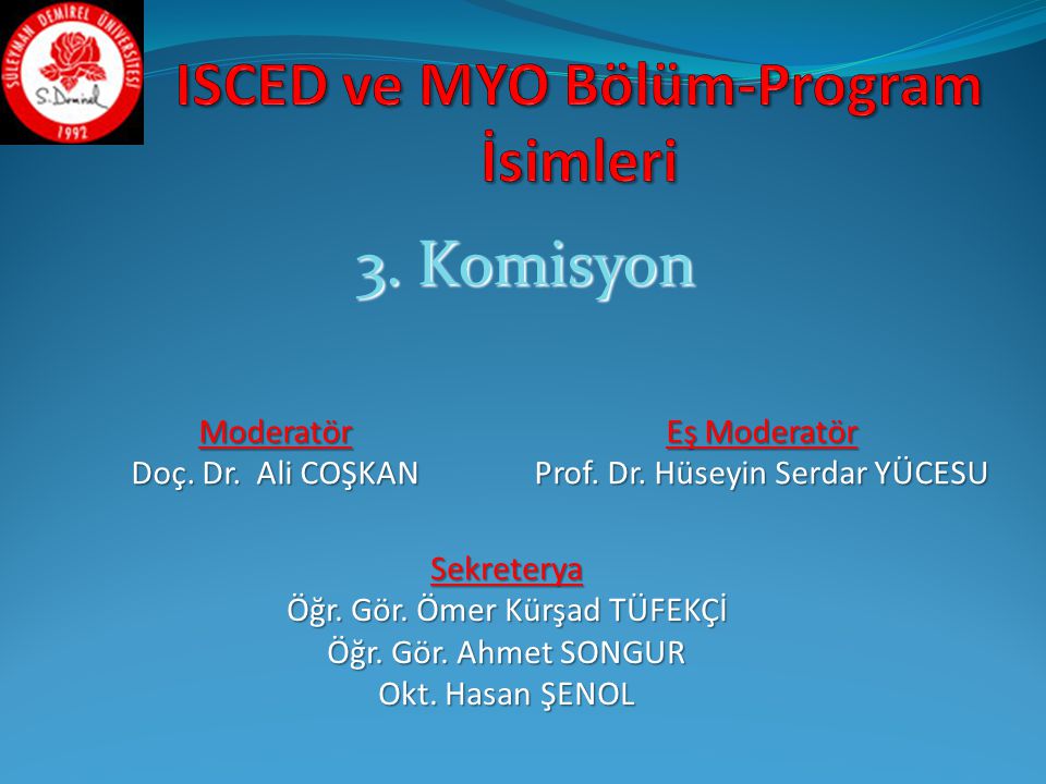 ISCED ve MYO Bölüm-Program İsimleri