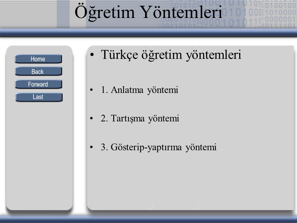 Öğretim Yöntemleri Türkçe öğretim yöntemleri 1. Anlatma yöntemi