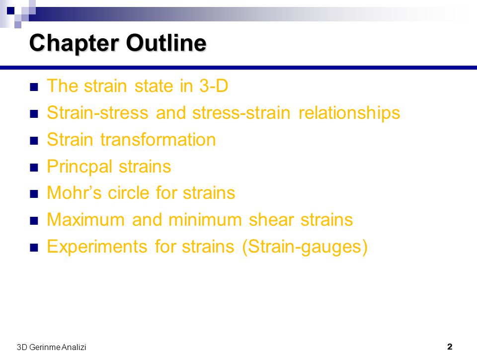 Chapter Outline The strain state in 3-D