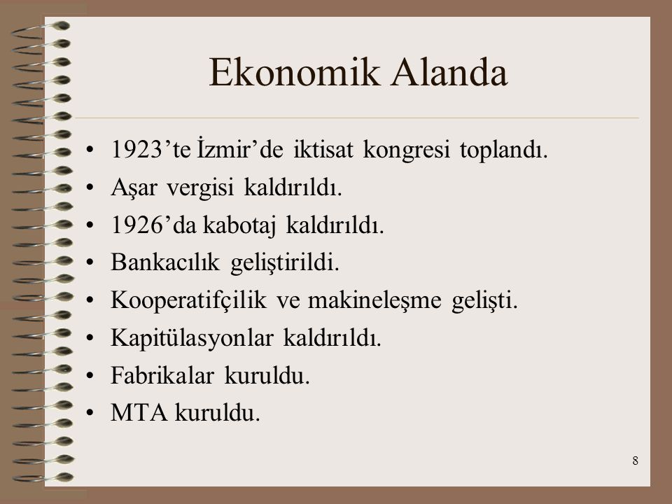 Ekonomik Alanda 1923’te İzmir’de iktisat kongresi toplandı.