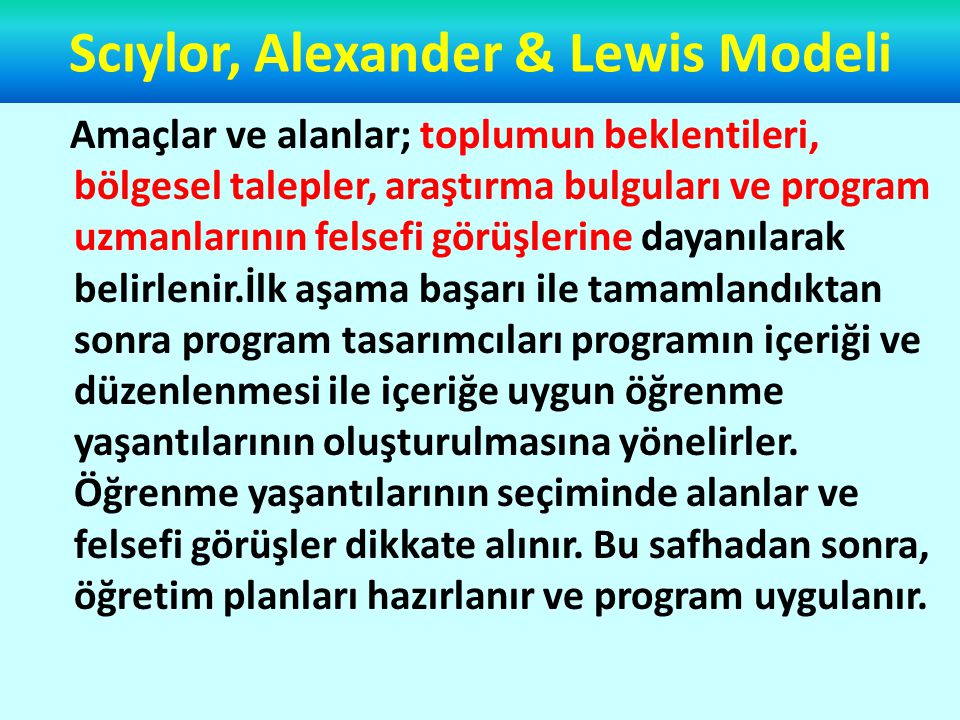 Scıylor, Alexander & Lewis Modeli