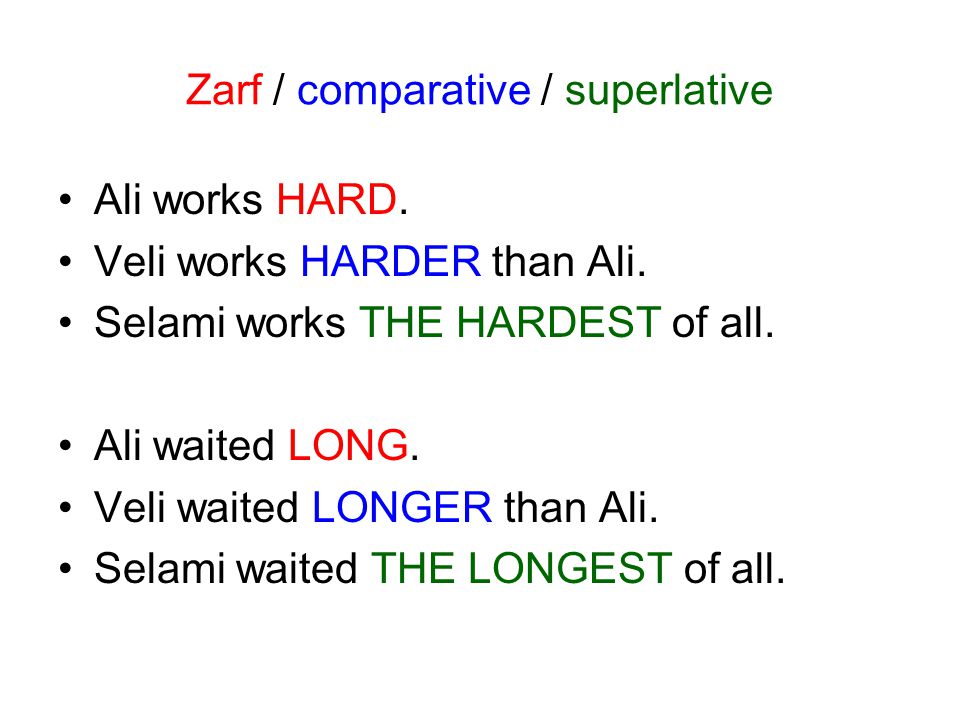 Zarf / comparative / superlative