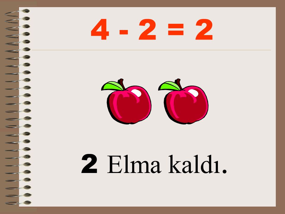 4 - 2 = 2 2 Elma kaldı.