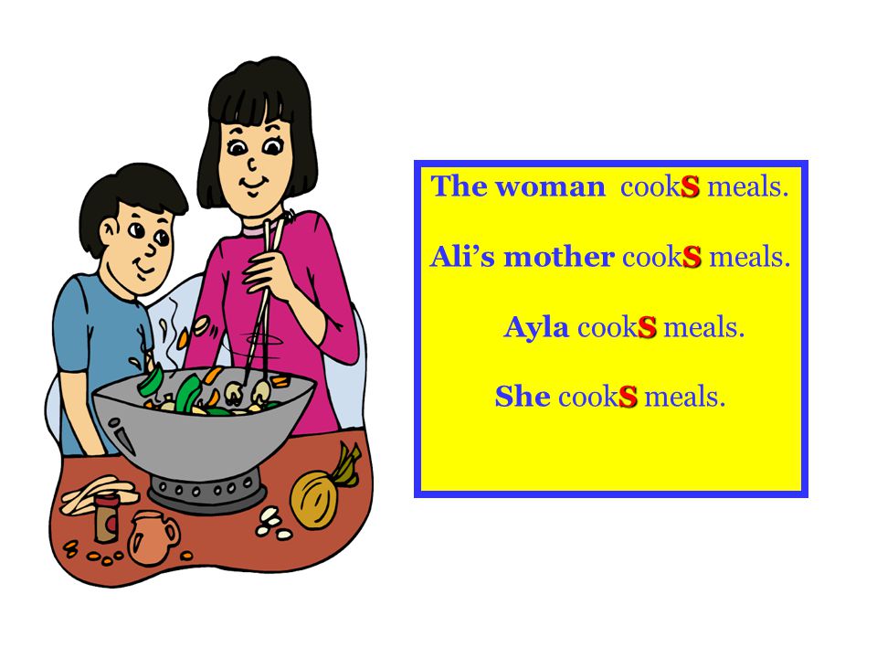 Ali’s mother cookS meals.