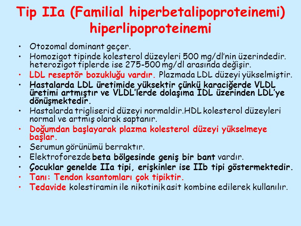 Tip IIa (Familial hiperbetalipoproteinemi) hiperlipoproteinemi