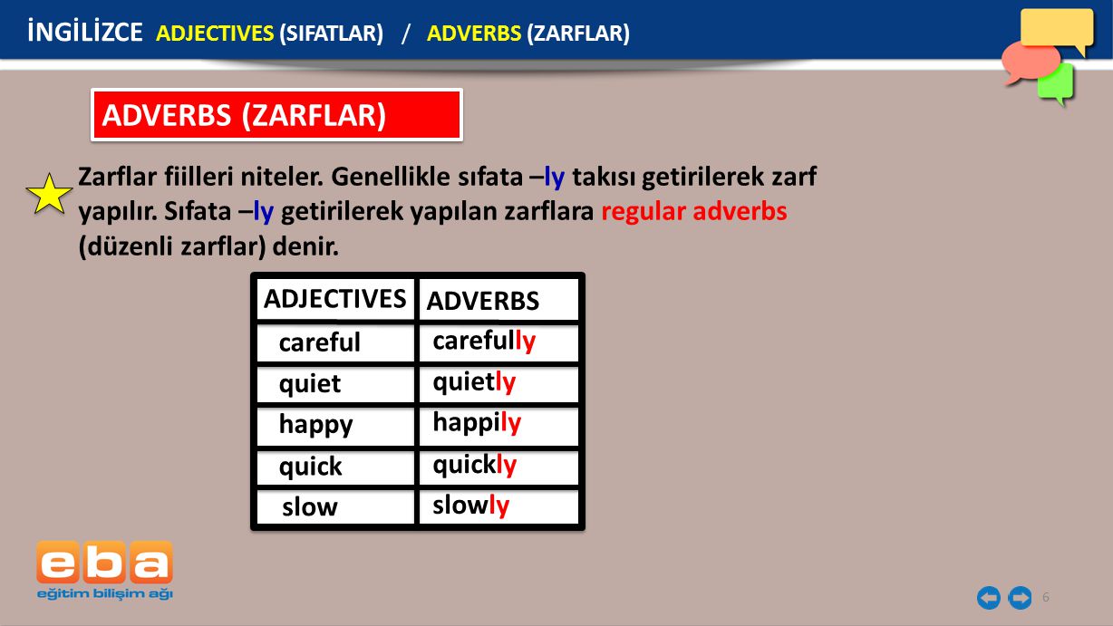 ADVERBS (ZARFLAR) İNGİLİZCE ADJECTIVES (SIFATLAR) / ADVERBS (ZARFLAR)