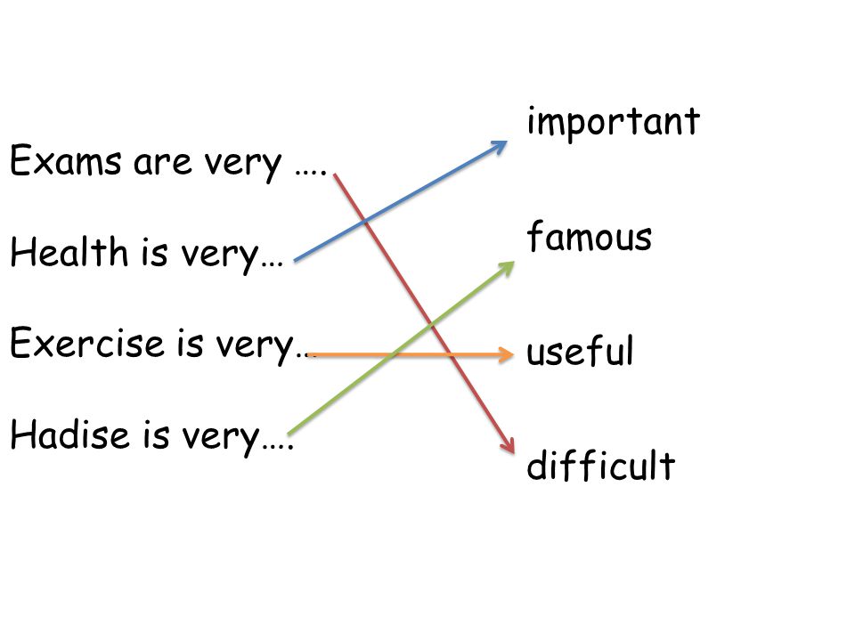 important famous. useful. difficult. Exams are very ….