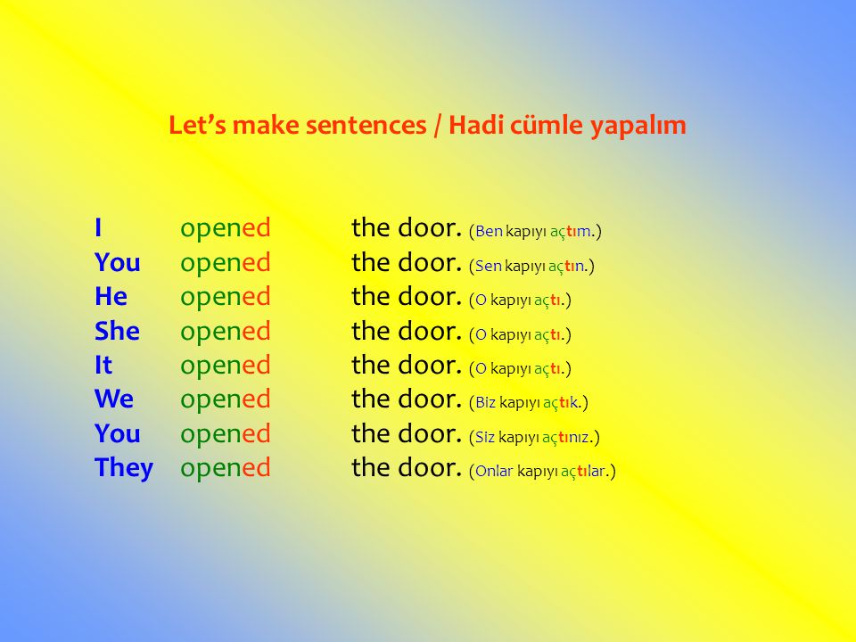 Let’s make sentences / Hadi cümle yapalım