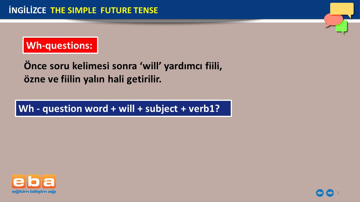 Wh - question word + will + subject + verb1