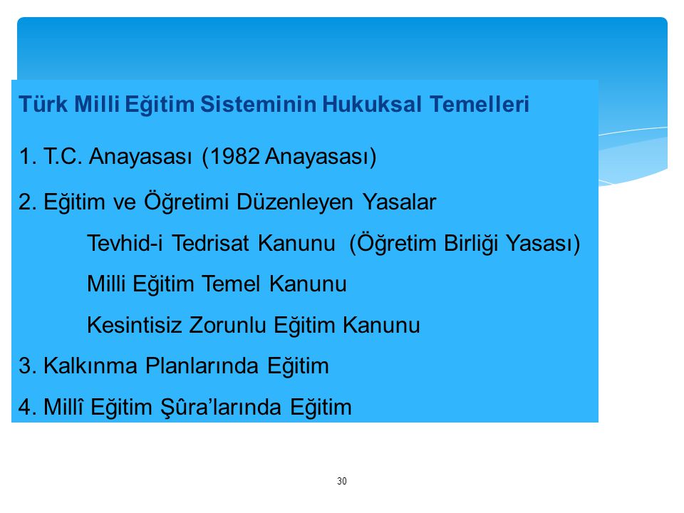 Türk Milli Eğitim Sisteminin Hukuksal Temelleri