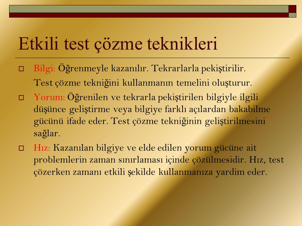 TEST TEKNİKLERİ Ve SINAV STRATEJİLERİ - Ppt Video Online Indir