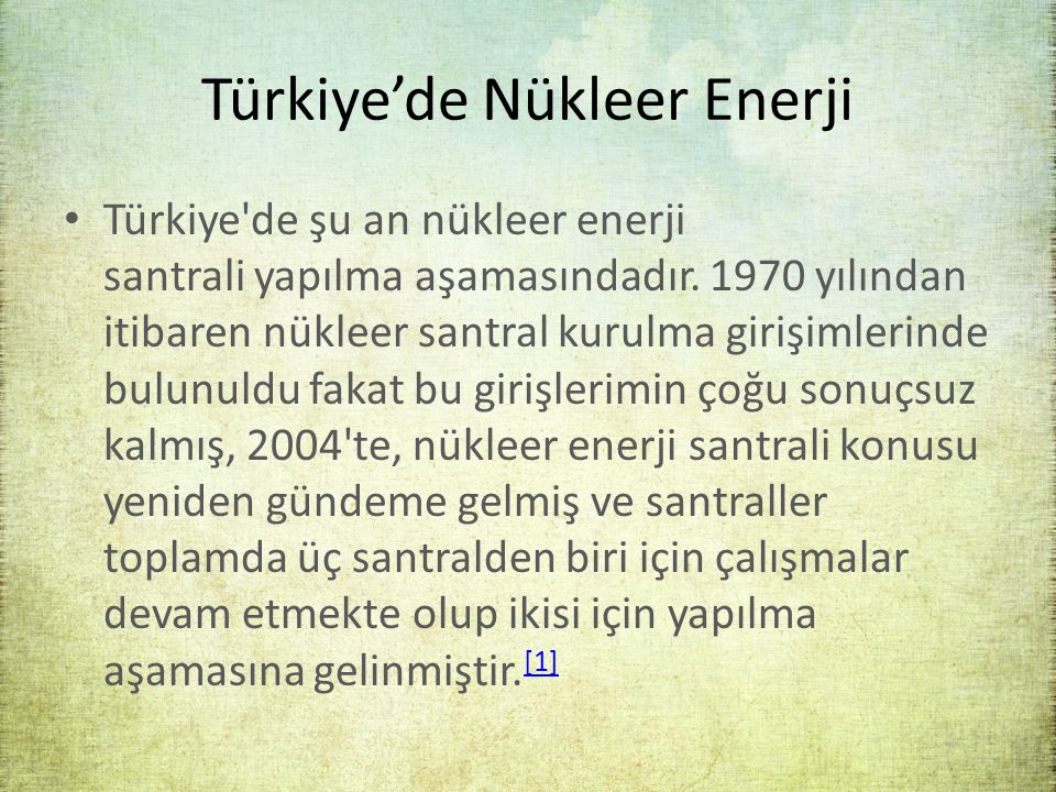 Türkiye’de Nükleer Enerji