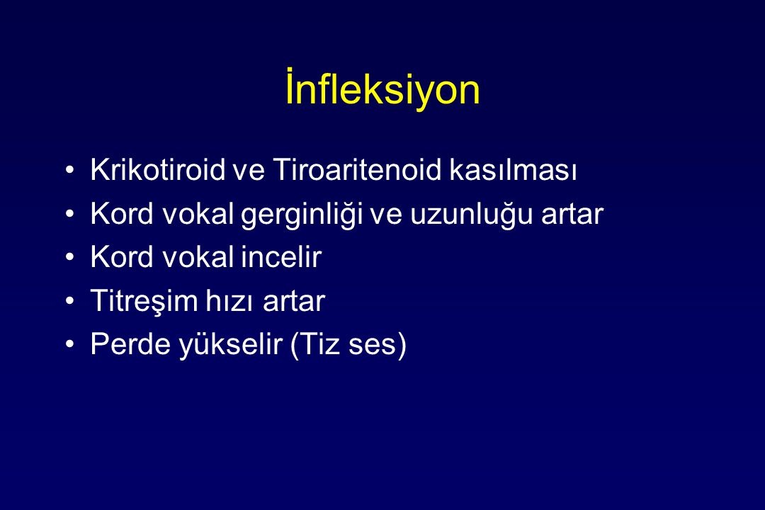 İnfleksiyon Krikotiroid ve Tiroaritenoid kasılması
