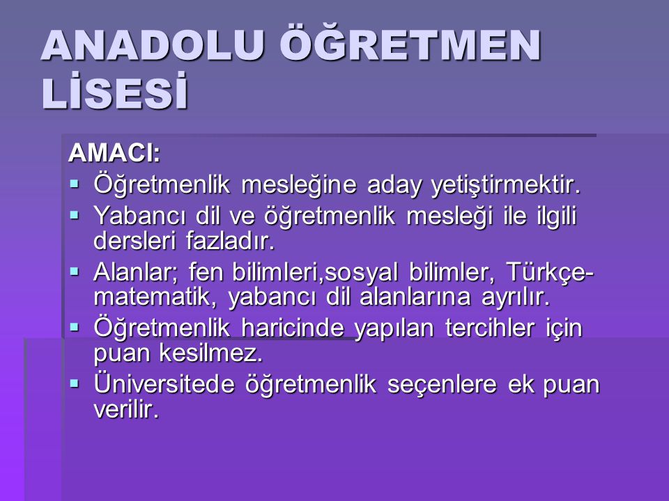 İLKÖĞRETİM SONRASI EĞİTİM SEÇENEKLERİ - Ppt Indir