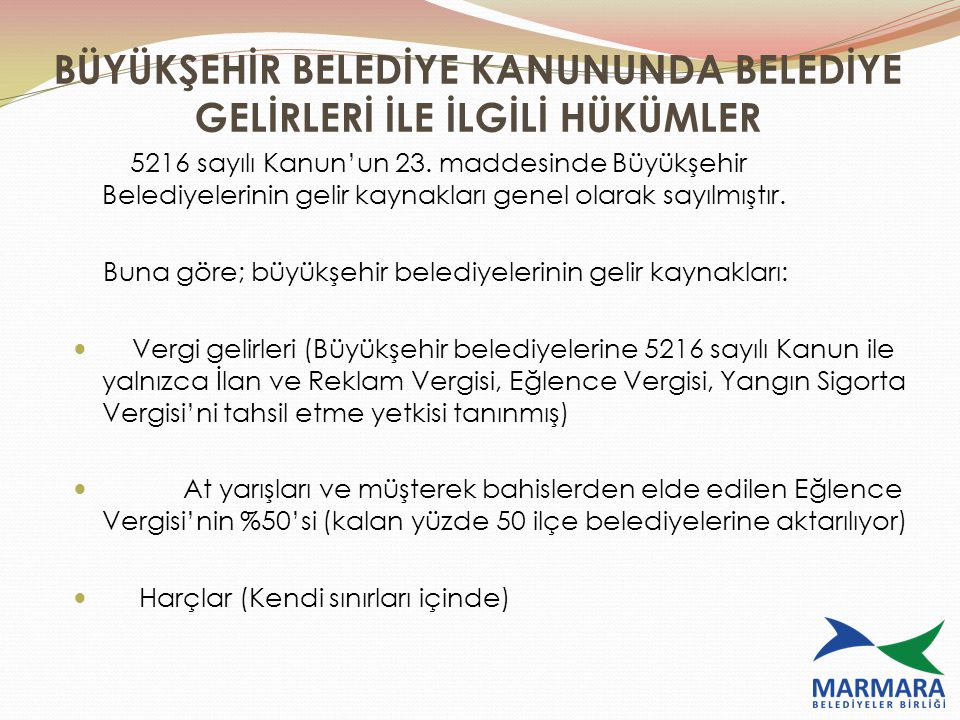 2464 SAYILI BELEDİYE GELİRLERİ KANUNU - Ppt Indir