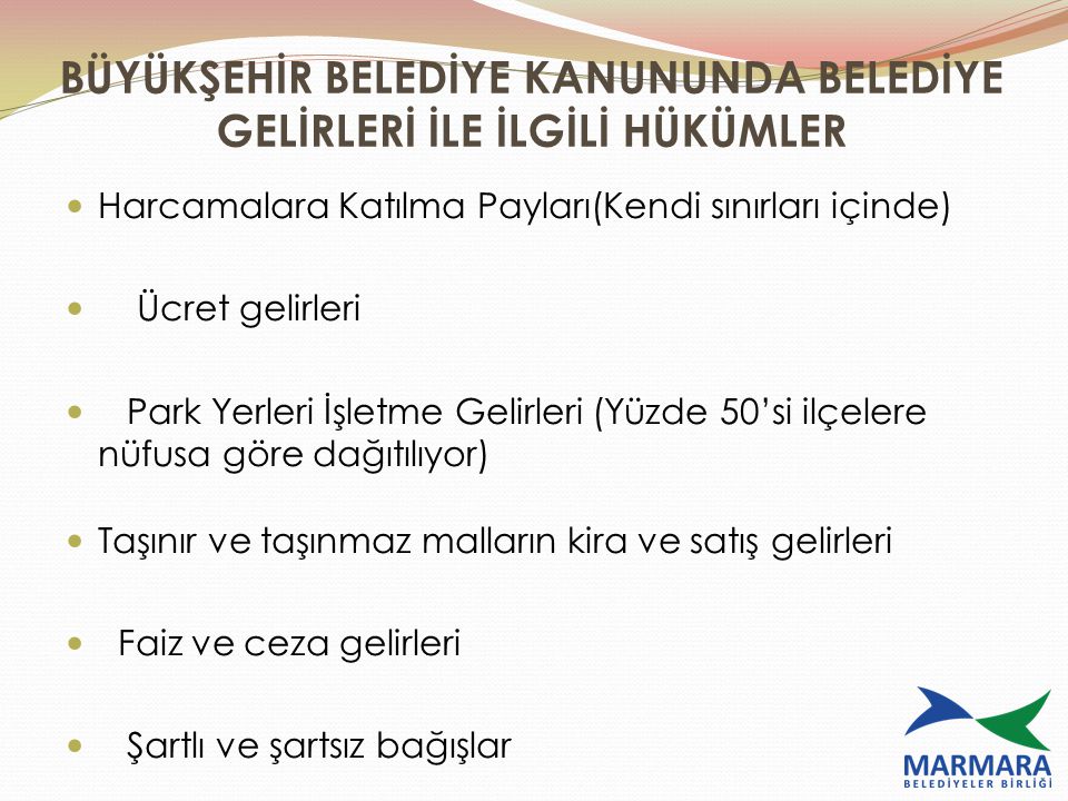 2464 SAYILI BELEDİYE GELİRLERİ KANUNU - Ppt Indir