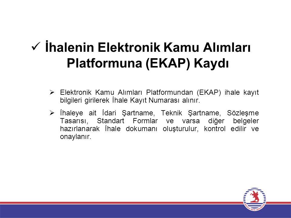 İhalenin Elektronik Kamu Alımları Platformuna (EKAP) Kaydı