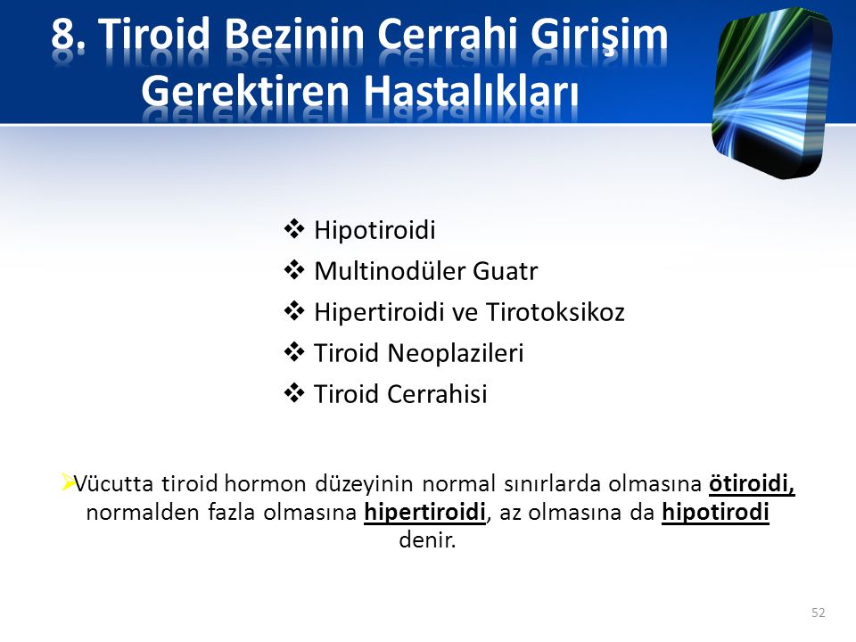 8. Tiroid Bezinin Cerrahi Girişim Gerektiren Hastalıkları