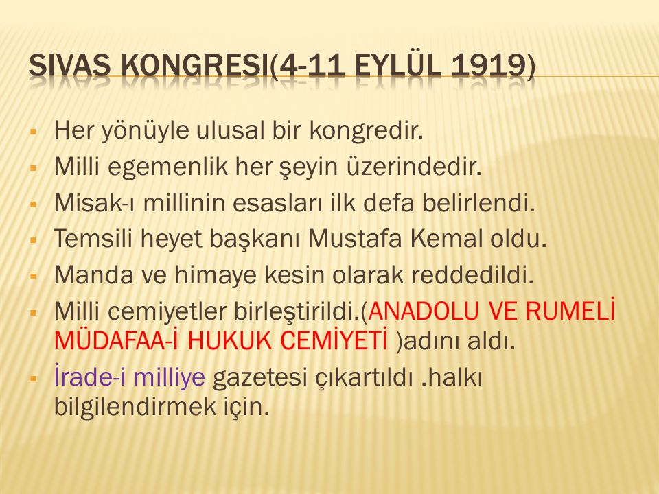 Sivas kongresi(4-11 eylül 1919)