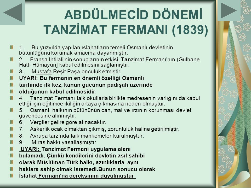 ABDÜLMECİD DÖNEMİ TANZİMAT FERMANI (1839)