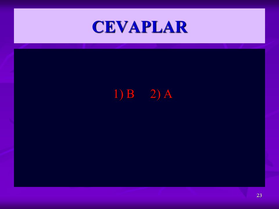 CEVAPLAR 1) B 2) A