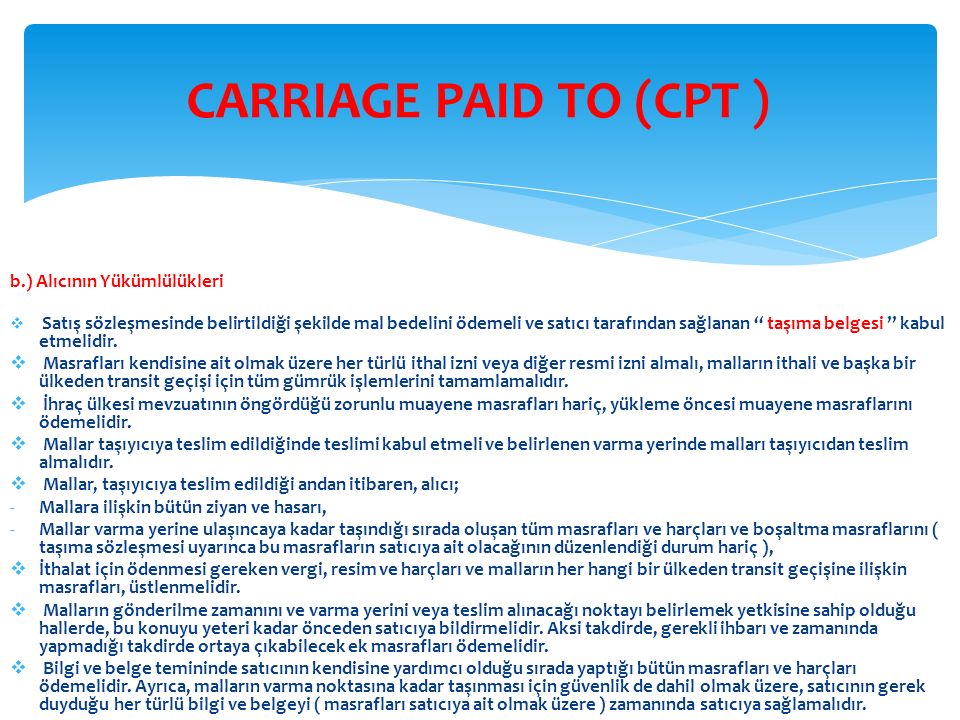 Carriage paid to